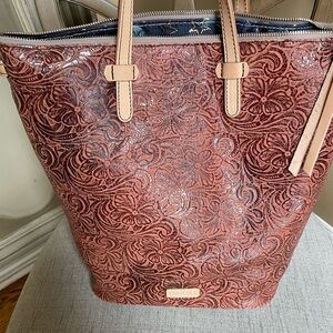 Consuela Embossed Leather Tote Bag - Brown